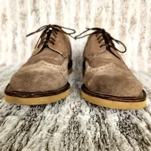 FRYE Sz 12 Jim Tan Gray Suede Wingtip Oxford Shoes FRYE Wheat Oiled Suede JIM WEDGE WINGTIP Oxfords Men main image 2